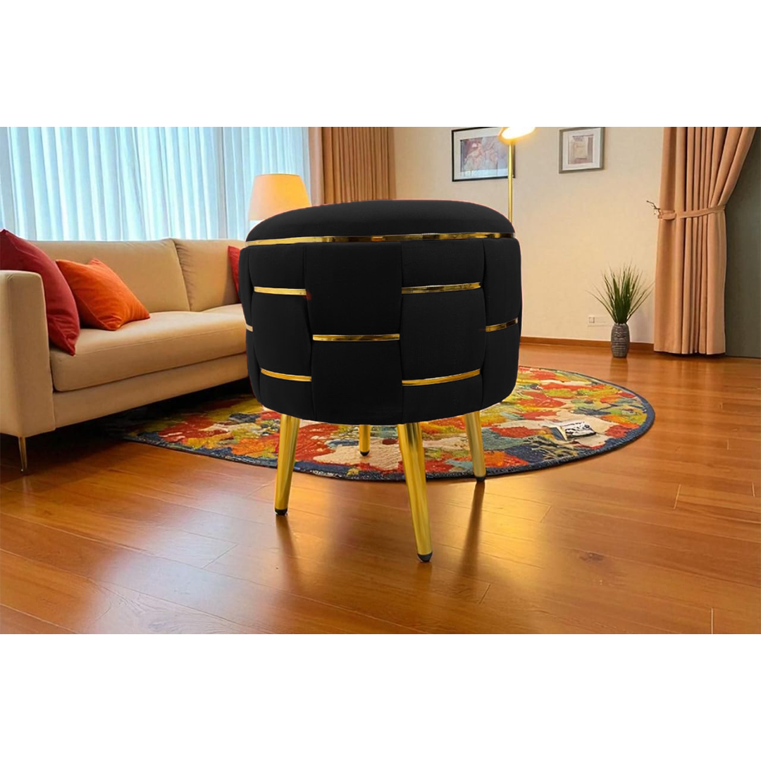 Round Velvet Ottoman Stool