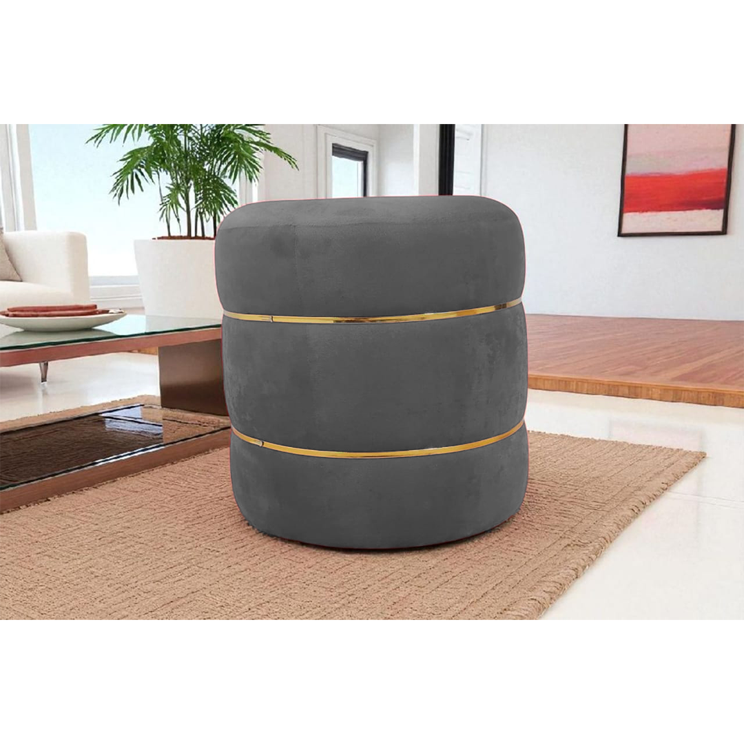 Round Velvet Pouffe Ottoman